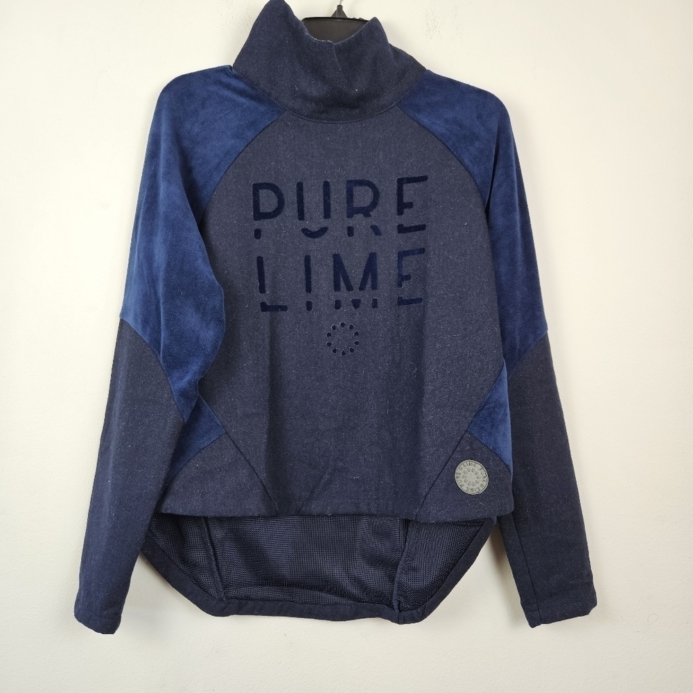 PURE LIME Women's athletic Turtleneck Top Mesh Lining Navy Size US 8/10